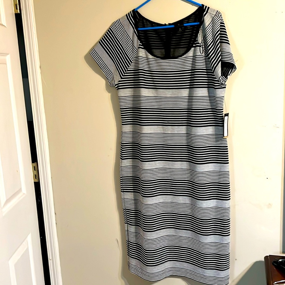 Women size 16 Black and White Dress, New With Tag